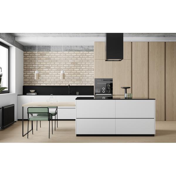 Hotel Modern Kitchen Cabinet With Laminate Door Finish And Particle Board Carcass
