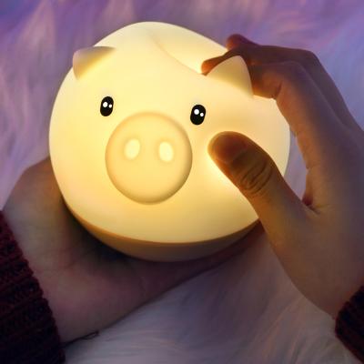 Silicone Animal Night Light Cartoon Pig Led Bed Colorful Light Lamp Taping