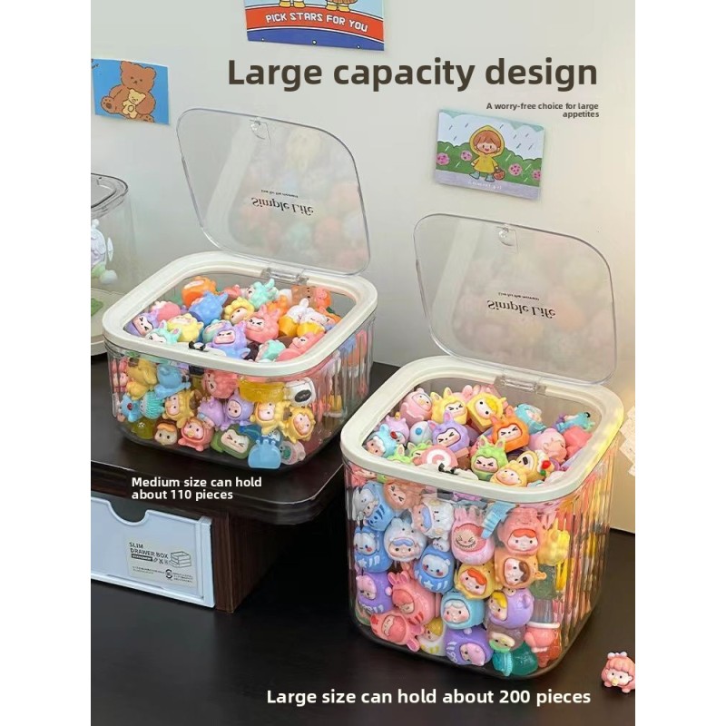 Factory Direct Minimal Vertical Stripe Design Large Capacity Toy Decor Storage Box Acrylic Transparent Dustproof Display Box