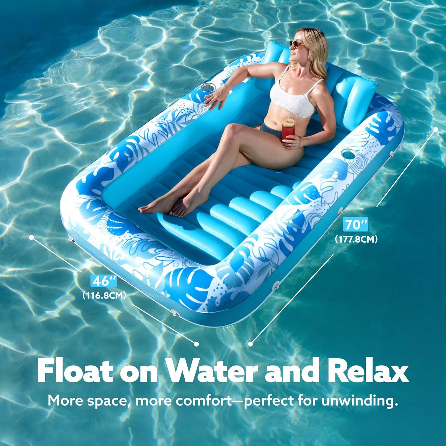 PVC Inflatable Floating Bed ,water Floating Bed with Backrest, Swimming Pool and