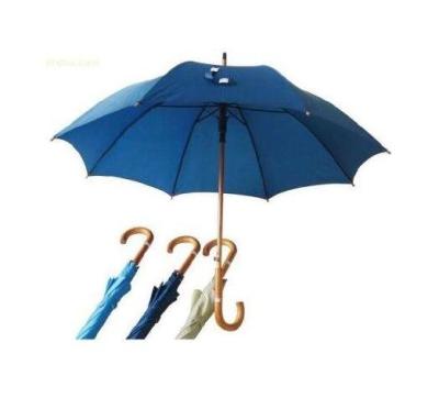Hook Handle Navy Blue Umbrella Wooden Handle Metal Frame With Fibreglass Ribs