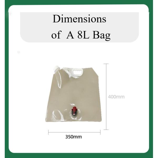 8L Reusable Plastic Water Pouch Outdoor Camping Hiking Portable Water Bags Drinking Flat Bottom Folding Water Bag with Spout