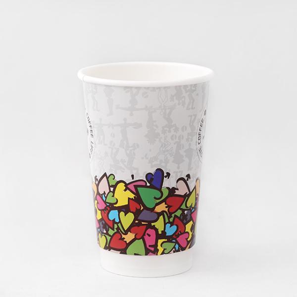 OEM 16oz Double Wall Paper Cup PE Coated Disposable Milk Tea Cup