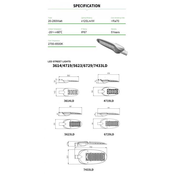 Ip66 20w 40w 60w Led Roadway Lighting Integrated 6500k Ik09