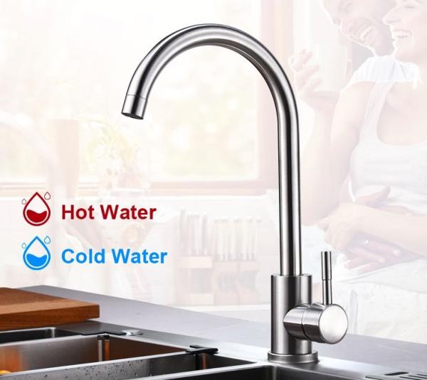 SUS304 Drawing Stainless Steel Kitchen Faucet Hot And Cold Water Tap For Kitchen