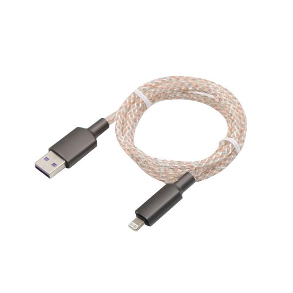 Câble de charge tressé lumineux 1m Connecteur en aluminium Anti-nœuds Noir