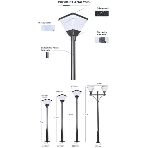 света приведенные сада заливки формы 3.2V 12000mAh алюминиевые солнечные для общин дворов