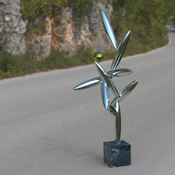 Наружная декоративная скульптура из нержавеющей стали с полированным балансом