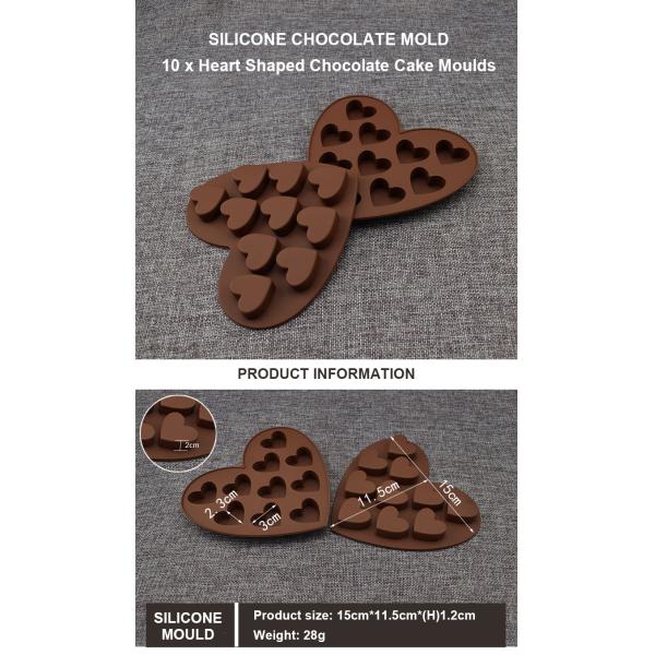 10 Cavities 3D Heart Chocolate Bomb Silicone Molds
