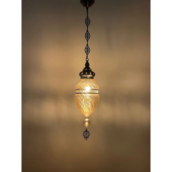 Light brown handmade glass Pendant lamp Moroccan bedroom bedside chandelier (WH-DC-76)