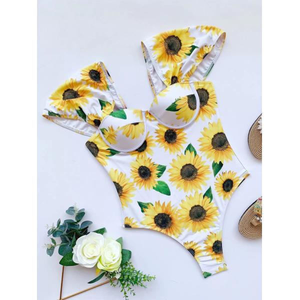 одна часть, Swimwear дам цвета цветка сексуальный полноразмерный, ткань нейлона