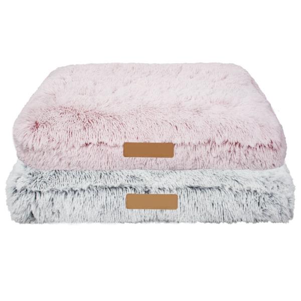 Plush Memory Foam Warm Dog Plush Pet Bed Cushion Pink Grey