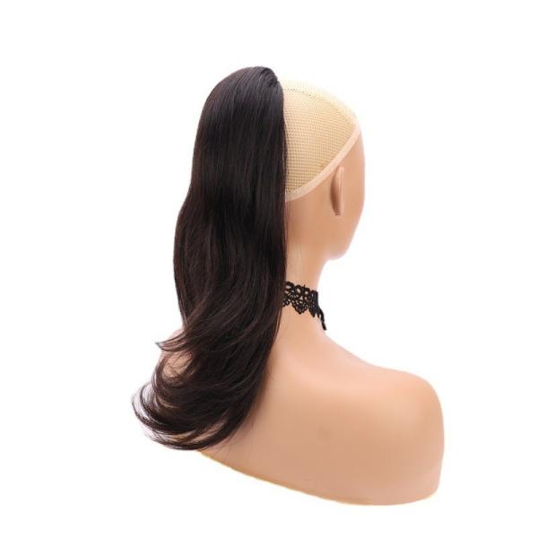 100% Human Hair Clip in Ponytail Extension Straight 16 Inch Raw Virgin Natural Black