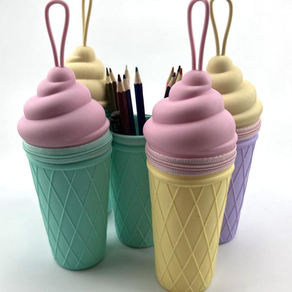Красивое мороженое Силиконовый карандаш Капсула карандаш Сумка канцелярские принадлежности Ручка держатель для студентов школьные принадлежности Рождественский подарок