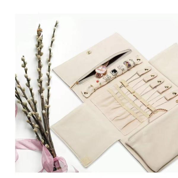 Microfabric Jewelry Travel Organizer Roll Pouch Luxury Necklace Storage Roll