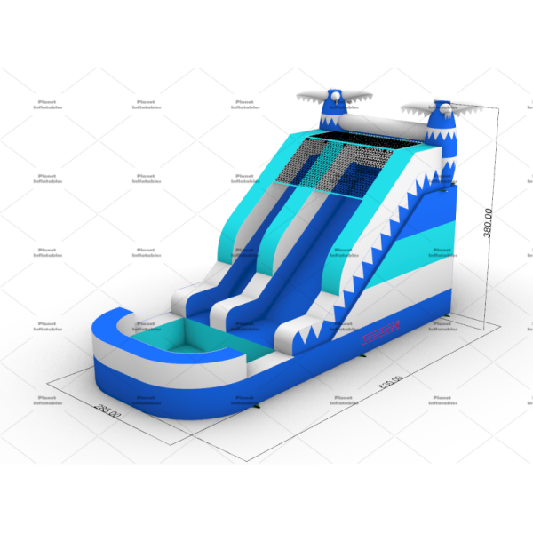 Outdoor Kids Inflatable Blue Water Slide Party Rental Large Inflatable Waterslide With Palm Tree Design