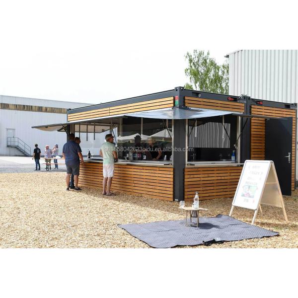 20ft Container Store Wood Grain Metal Frame Hotel Mobile House with Galvanized Steel Square Tubes and Flat Packaging