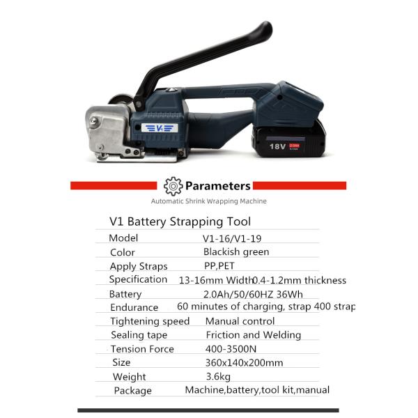 Welding time 2-5s Digital Display PET PP Tape Strapping Tool for Manual Battery Power