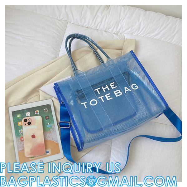 Wholesale Summer Clear Mesh PVC Beach Bags Transparent Design Tote Bags Women Luxury Handbags For Outdoor