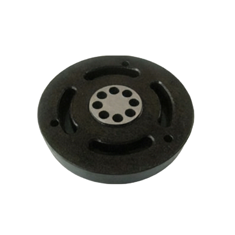 Precision CNC Machined Circular Port Flange Disc Black Anodized Finish