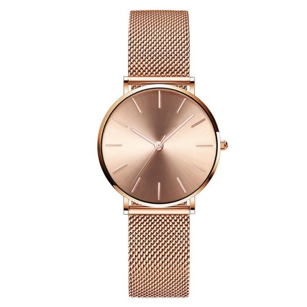 Mesh Stainless Steel Band Waterproof Women Luxury Watch With Sunray Dial