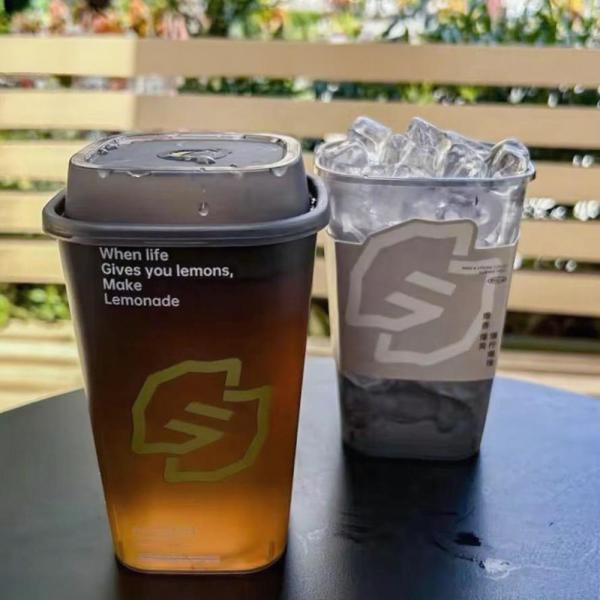 Quadrilateral Cup Disposable Clear 16oz 20oz 32oz Square Plastic Hard PP Iced Coffee Cups with Lids