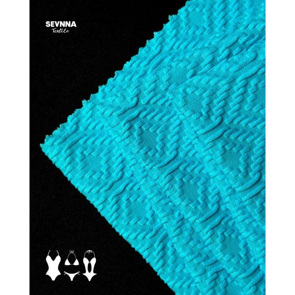 UPF 50+ Textured Swim Fabric with High Chlorine Resistance and 93% Recycled Nylon for Durable Swimwear
