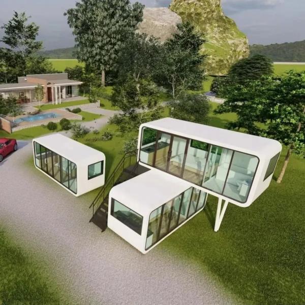 Apple House modulaire à deux étages de 5,8*2,2 m avec balcon et escalier