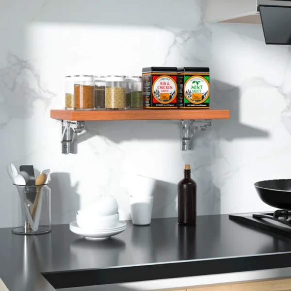 2pcs Folding Shelf Brackets Heavy Duty Stainless Steel Collapsible for Table Wall Mounted Type Modern Space Saving DIY