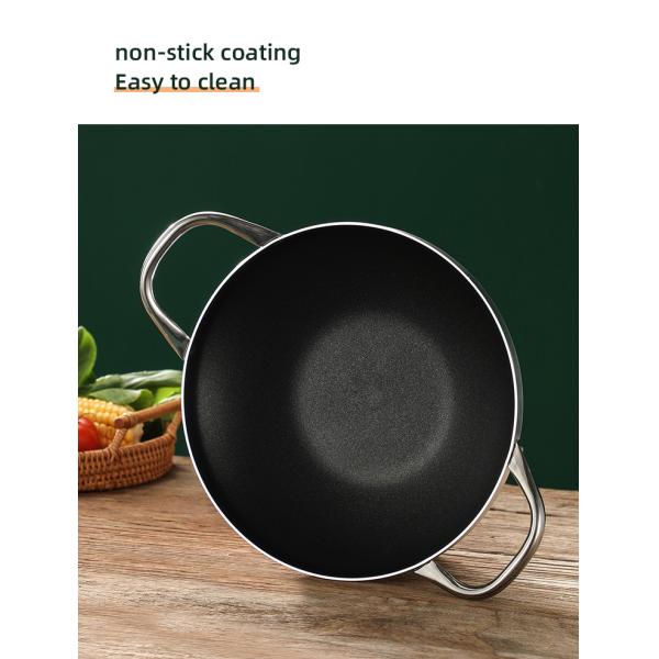 Сгущенный алюминий лотка вка кухни не вставляет покрытое двойное ухо со стальными ручками