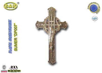 Dos plasticos fúnebres da cruz e do crucifixo DP007 30cm*17cm da cor dourada plástica cristos dos crucifijos y