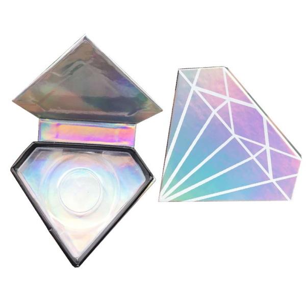 Recyclable UV Printing Diamond Shape Eyelash Box With Holographic Finish