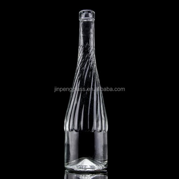 Glass Body Material 500ml 700ml Whiskey Wine Bottle with Unique Bottom Raised Design