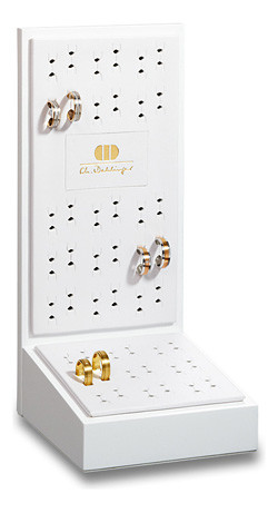 Vertical Design White Acrylic Ring Display Ring Exhibitor Stand for Jewelry Fair Shop Counter