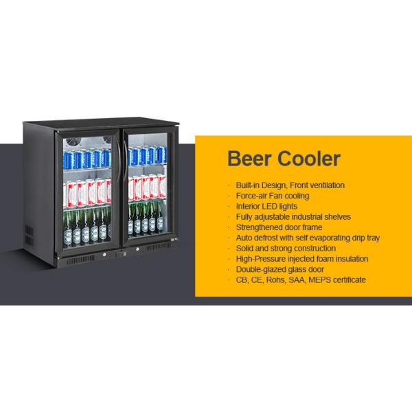 Stainless Steel bar display fridge Built-in 3 Glass Door Back bar Cooler