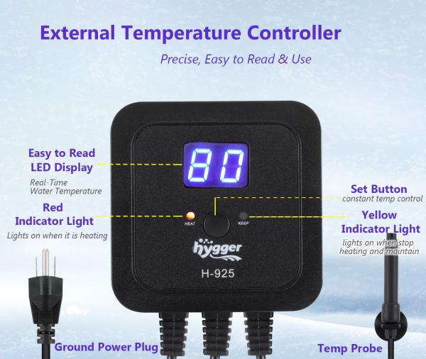 300W/500W Aquarium Heater with LED Digital Temperature Controller, Submersible Fish Tank Water Heater