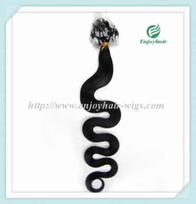 Micro ring loop hair extensions 16-26L indian remy hair 1B# color body wave hair