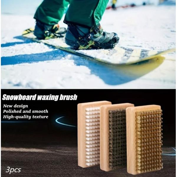 12*7cm Wooden Snowboard Wax Brushes Copper Wire Nylon Horsehair Bristle Snow Waxing Polishing Degreasing Snowsport Cleaning Tool