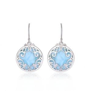 Cabochon S925 Blue Larimar Silver Jewelry Butterfly Drop Earrings