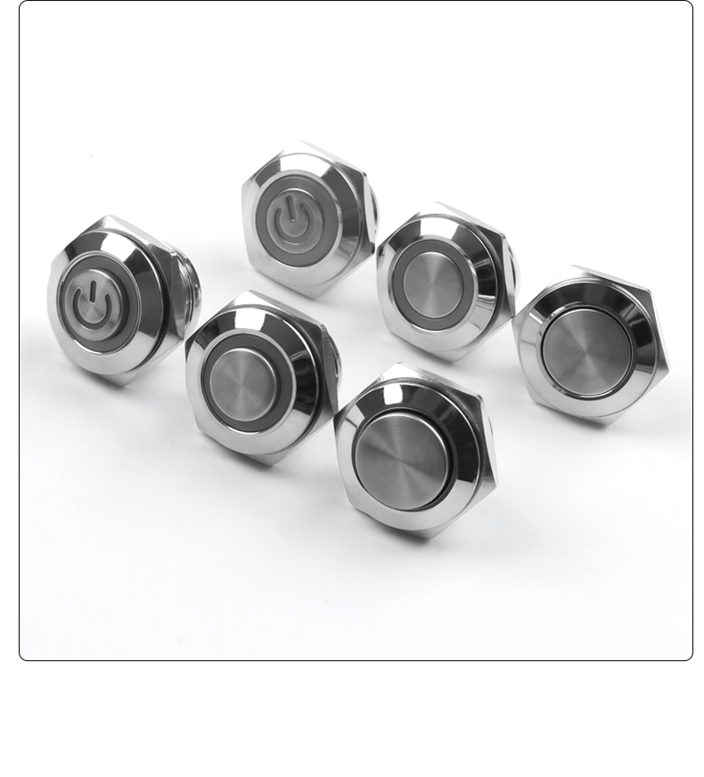 Ultra-Thin 16mm Self-reset Micro-stroke Ultra-short IP65 Waterproof 1NO Silver Contacts Copper Nickel Plated Push Button Switch
