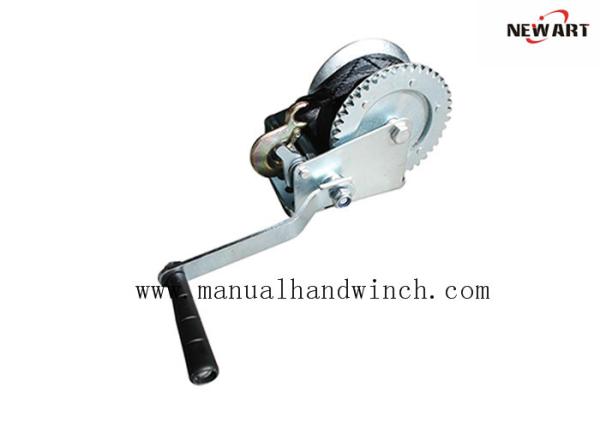 Small 1000lbs Manual Hand Winch With Black Strap Boat Trailer Parts Zinc Coating