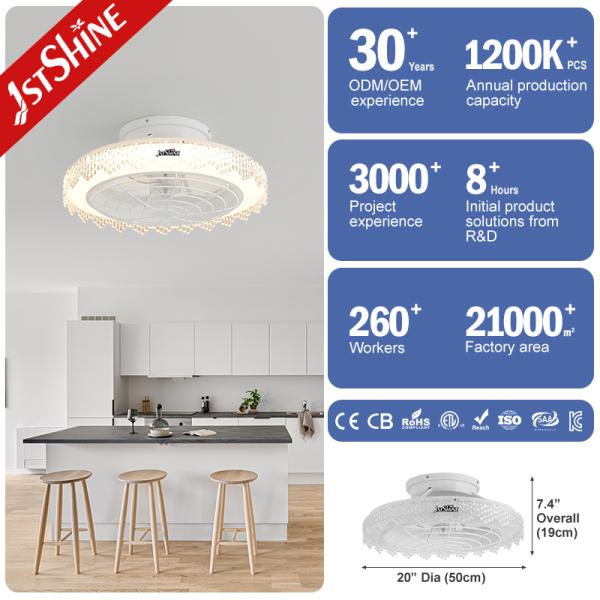 110-240V/50-60Hz 入力電圧 20 インチ ホワイト ファન્સી ABS 隠された刃 リモート 天井扇風機
