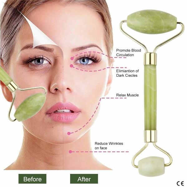 A Grade Natural Green Gemstone Jade Facial Roller