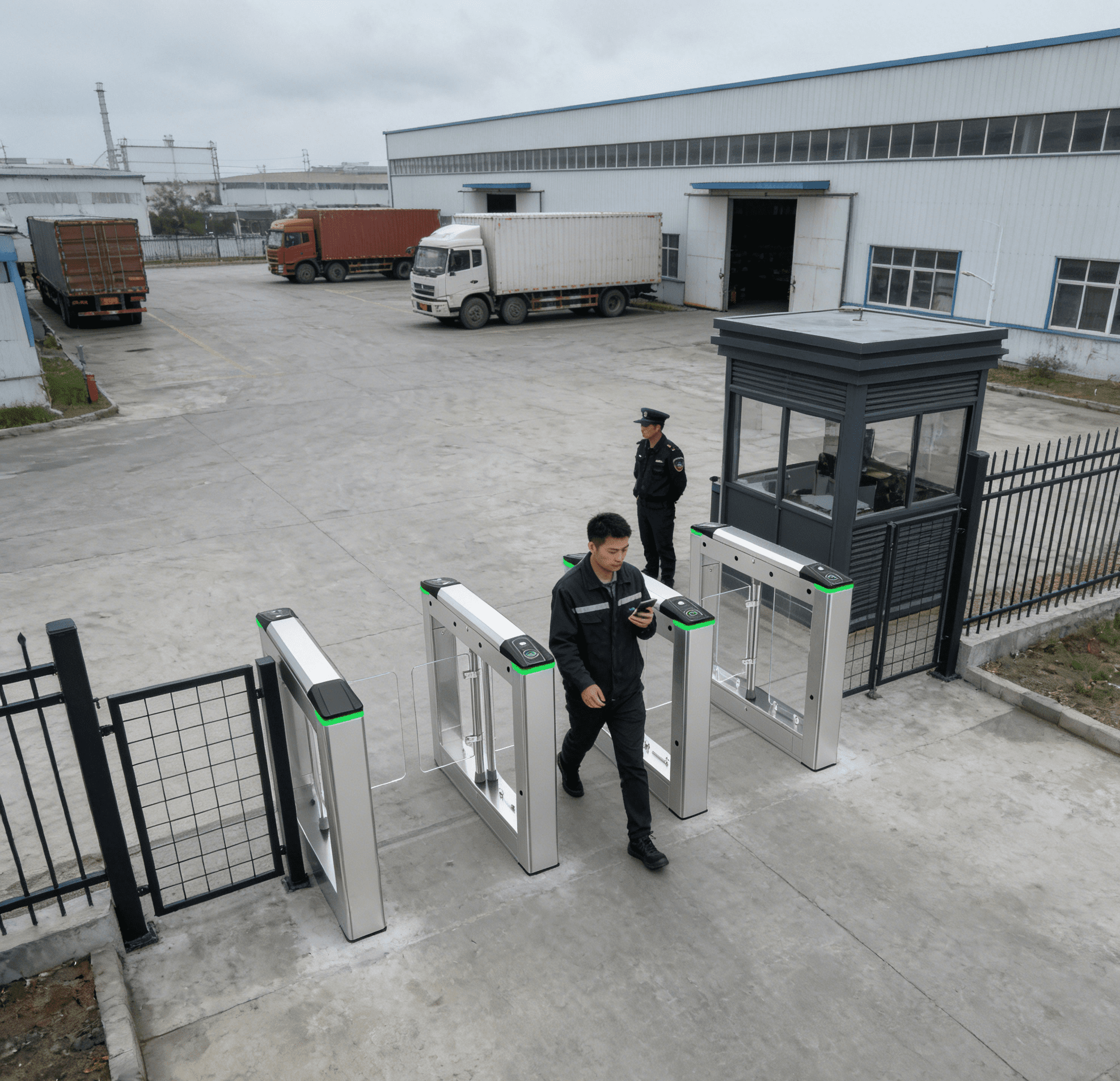 Automatic SUS304 Stainless Steel Swing Barrier Turnstile with Bi-Directional Arm Turning and Anti-Tailgating Access Control