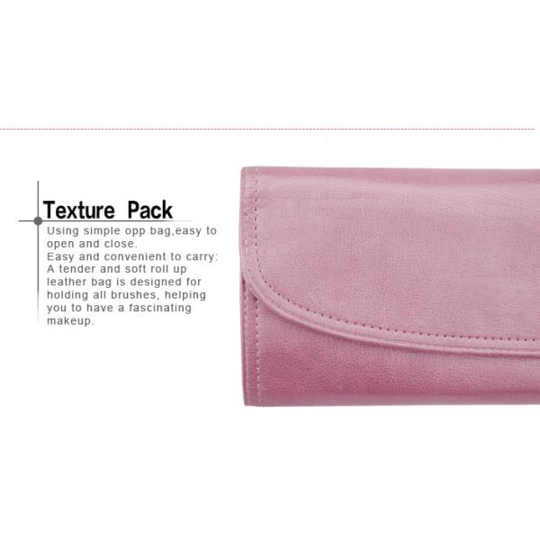 Wood Handle Travel Size Makeup Brushes In Pink Waterproof Bag