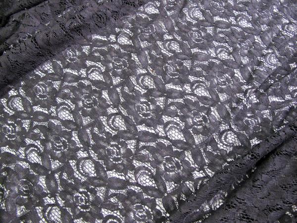 150cm Water Soluble Cotton Nylon Lace Fabric Black Knitted CY-LW0032