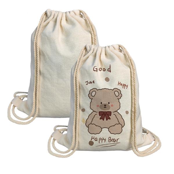 Custom Sublimation Linen Drawstring Backpack 40*30cm Promotional Drawstring Bag