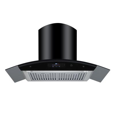 Stainless Steel Glass Arc Glass Chimney Hood Range For Restaurant