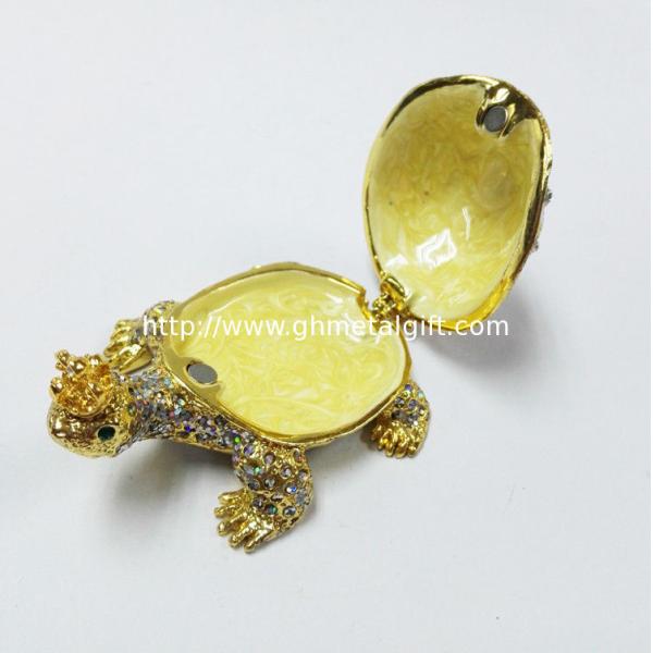 Fashion Wholesale Metal Crystal turtle trinket box Metal crown turtle trinket box