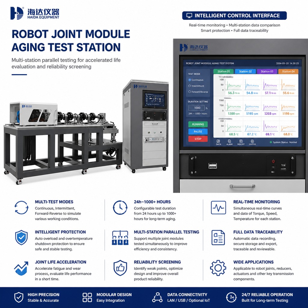 Robot Joint Module Aging Test Station Durability Testing Machine Actuator Life Test 24h 1000h Continuous Intermittent Cycling